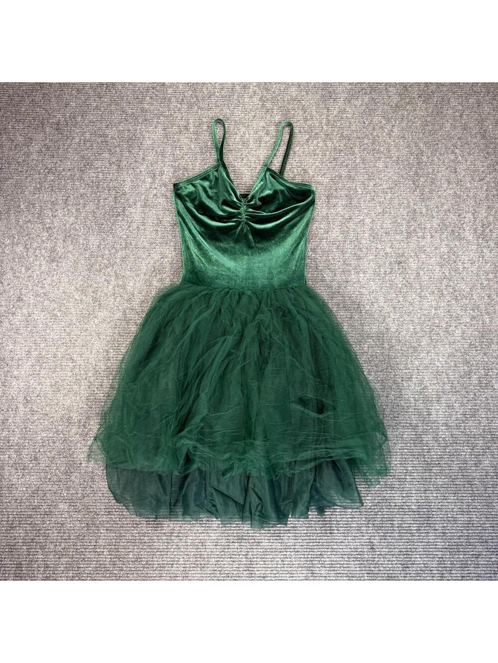 Wolff Fording & Co Green Princess Dress Velvet Tulle Skirt Costume Dance Size L